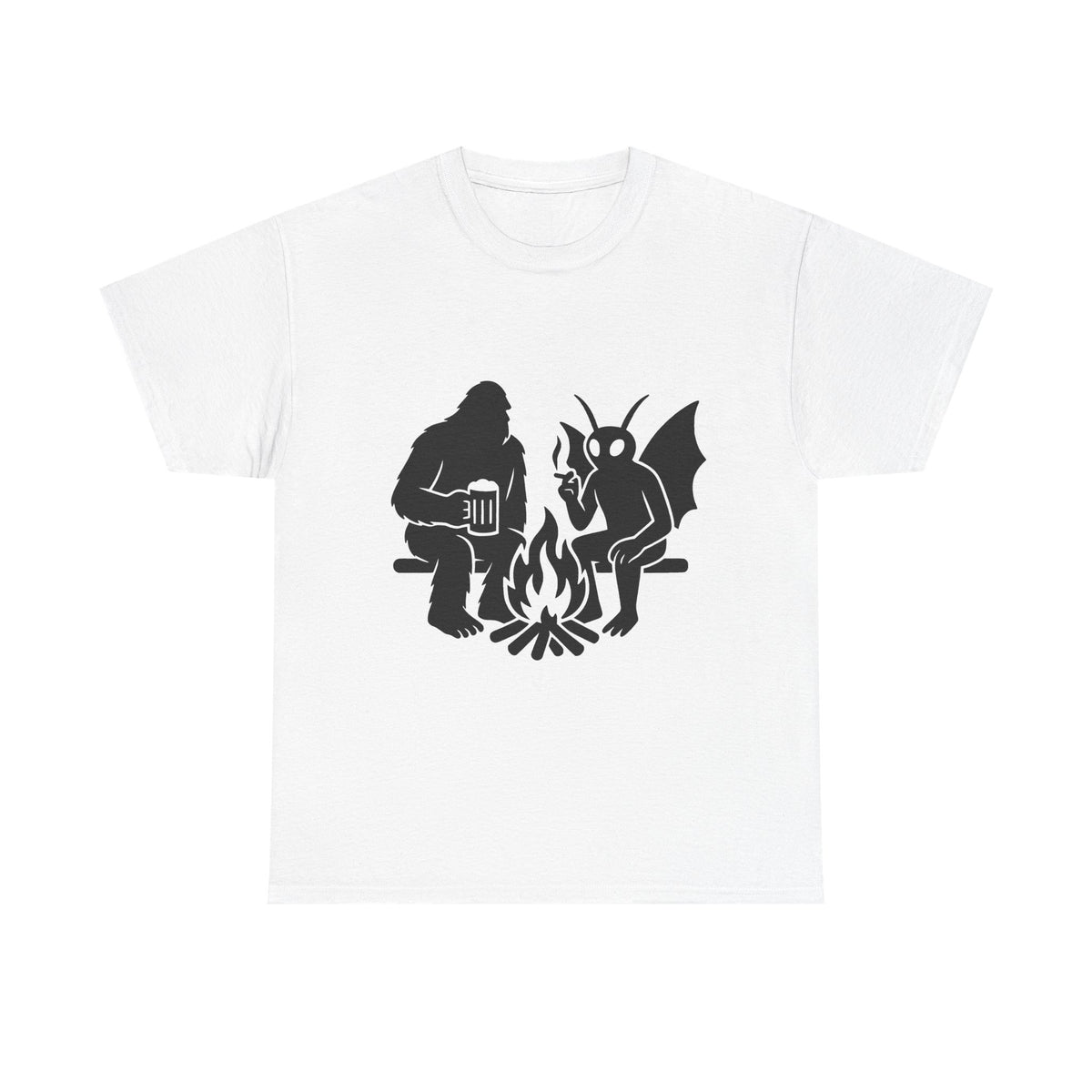 Sasquatch Mothman Campfire Tee - Perfect for Cryptid Enthusiasts