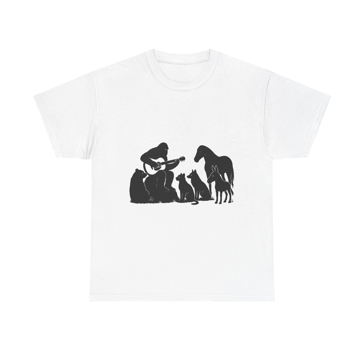 Sasquatch Serenade Tee | Animal Lover Shirt, Gift for Musicians, Pet Owner Apparel, Unisex Cotton Tee, Cryptids, Nature
