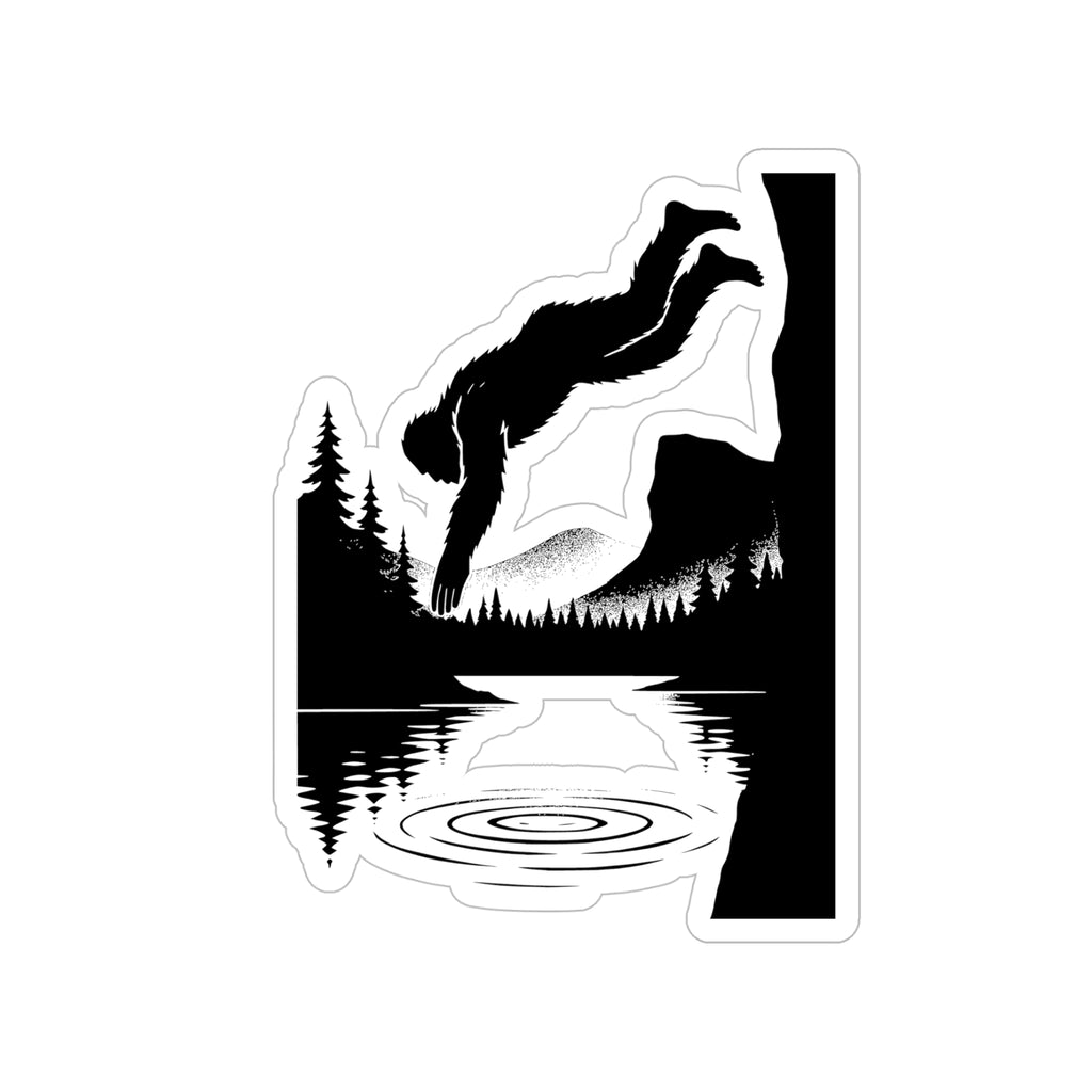 Sasquatch Cliff Jump Stickers, Nature, Camping, Hiking, Car Decals, Travel Gear