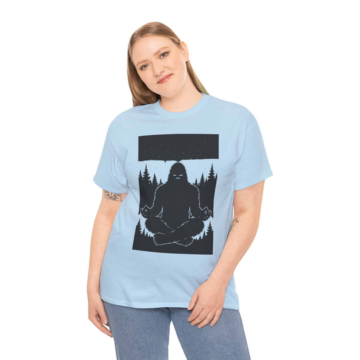 Bigfoot Meditating Tee, Unisex Heavy Cotton Tee, Nature Lovers Shirt, Gift for Outdoor Enthusiasts, Wilderness Exploration Wear, [...]