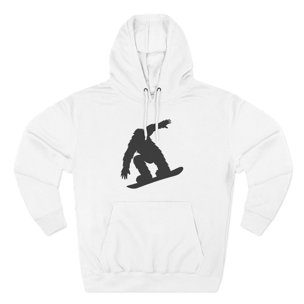 Snowboarding Yeti Fleece Hoodie, Cozy Winter Apparel, Outdoor Hoodie, Funny Gift for Snowboarders, Layering Hoodie for Ski Trips