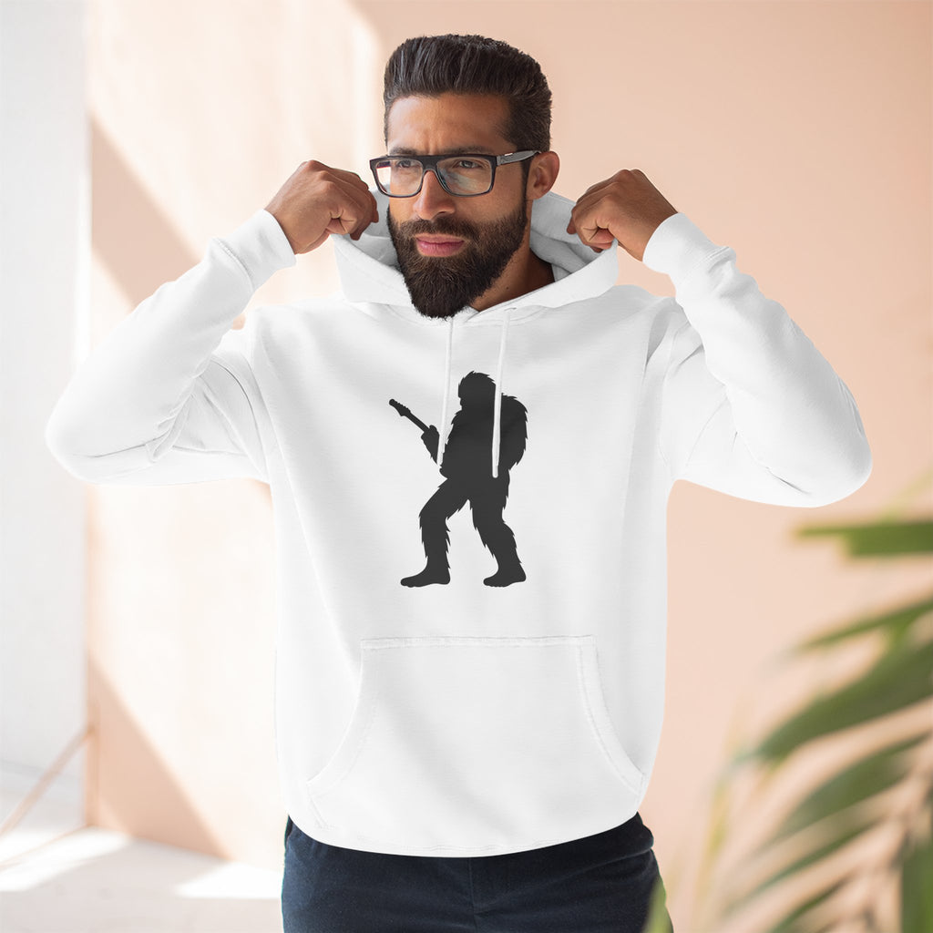 Rock 'n' Roll Sasquatch Fleece Hoodie | Music Lover Gift, Cozy Sweatshirt, Concert Outfit, Gift for Musicians, Casual Wear