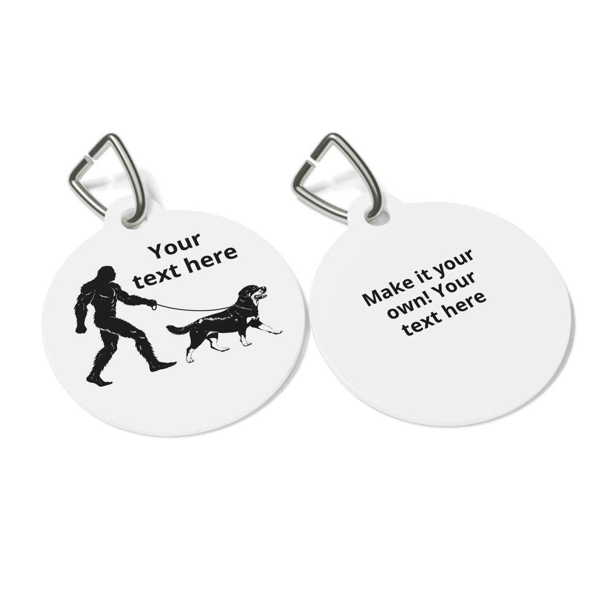 Bigfoot Walking Rottweiler Dog Pet Tag | Personalized Round Dog ID Tag