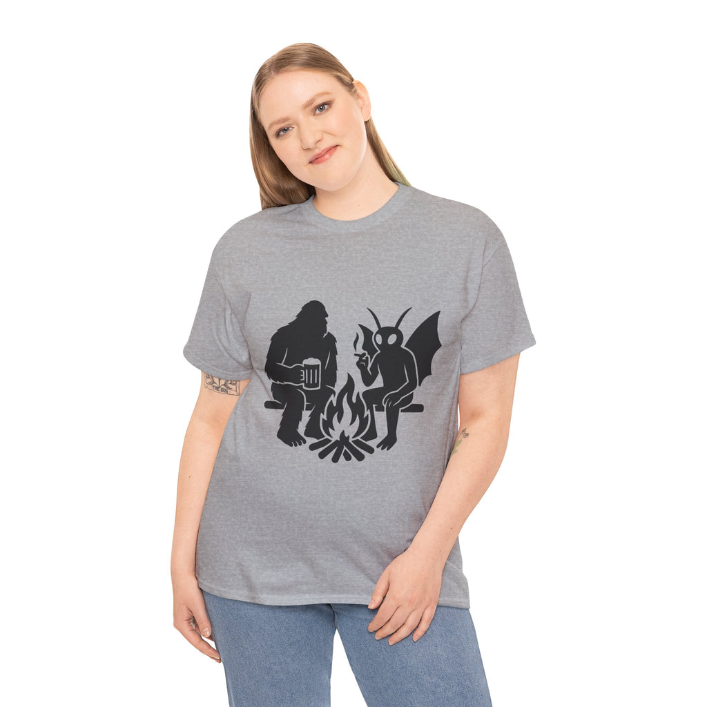 Sasquatch Mothman Campfire Tee - Perfect for Cryptid Enthusiasts