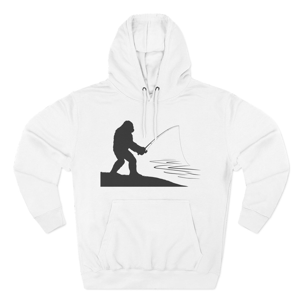 Sasquatch Fishing Fleece Hoodie - Cozy Hoodie, Outdoor Apparel, Gift for Fishing Lovers, Funny Sweatshirt, Nature Lover Gift