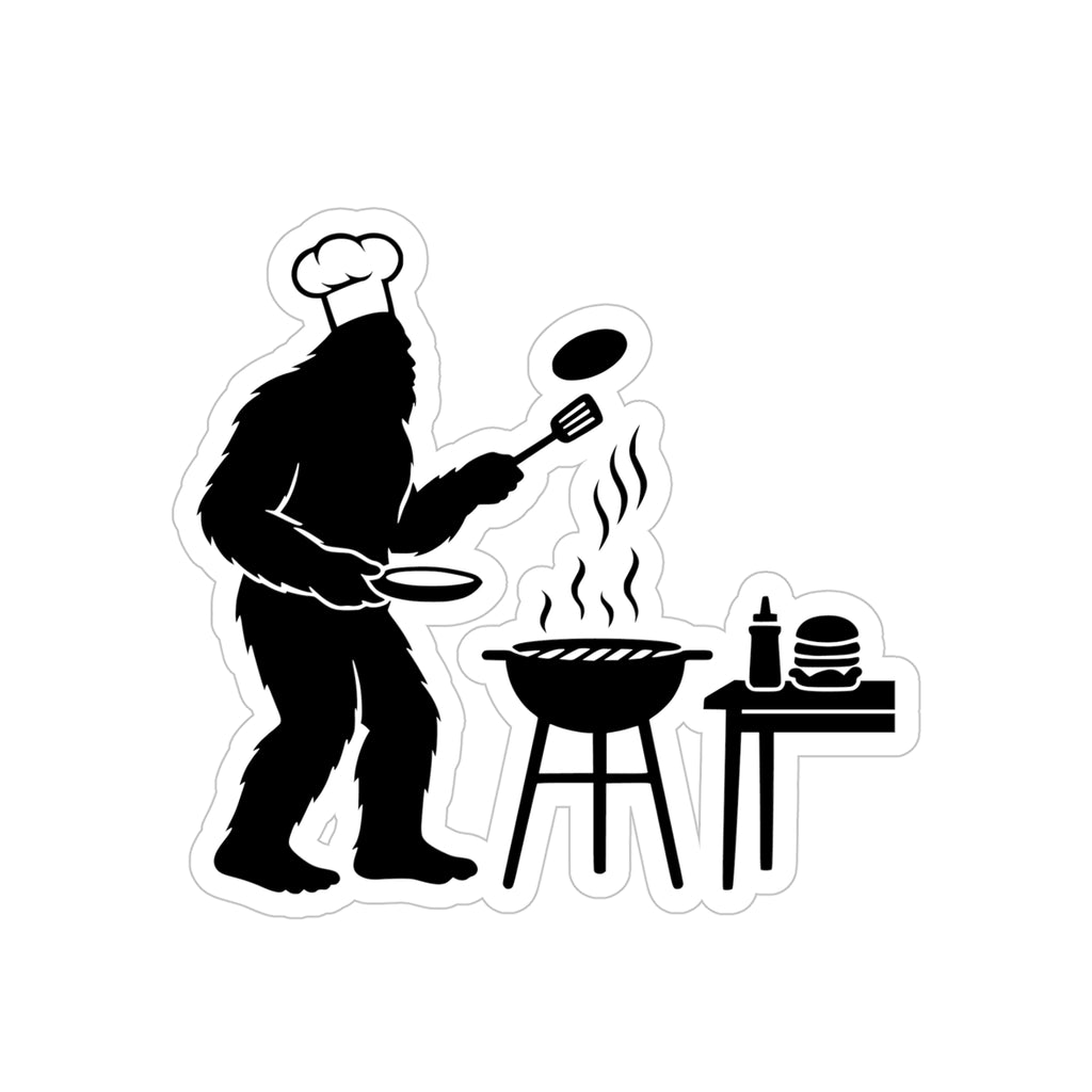 Bigfoot's Famous Burgers - Stickers, Funny Outdoor Vinyl Decals for Camps, Grilling Lovers, Car Accessories
