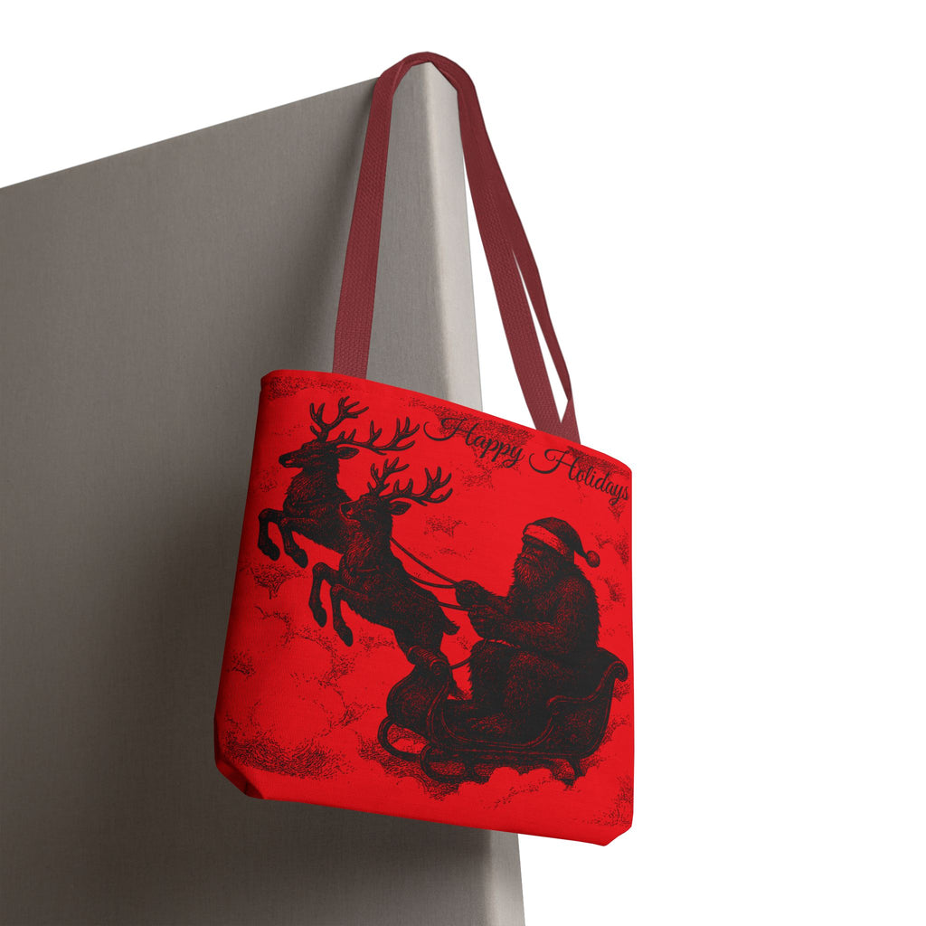 Sasquatch Santa "Cryptid Christmas" Tote Bag | Christmas Holiday Print