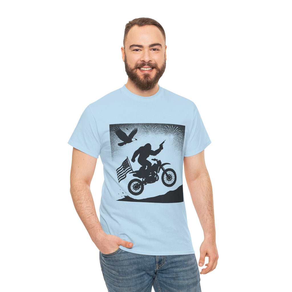 American Sasquatch Unisex Heavy Cotton Tee | Motorcycle Tee, Patriotic Clothing