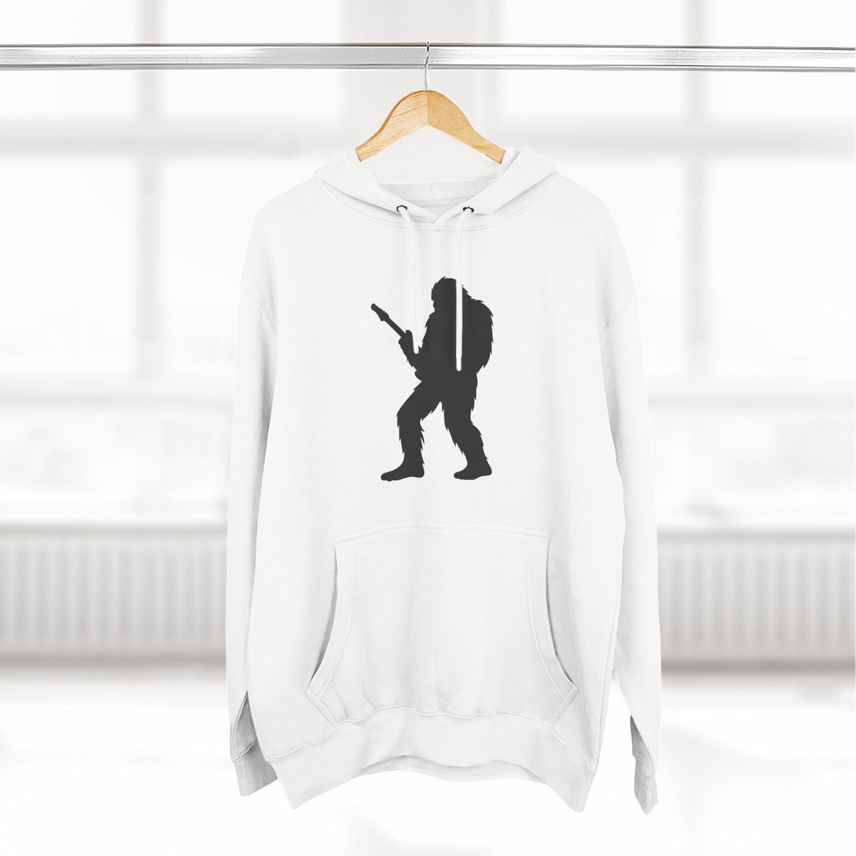 Rock 'n' Roll Sasquatch Fleece Hoodie | Music Lover Gift, Cozy Sweatshirt, Concert Outfit, Gift for Musicians, Casual Wear