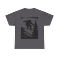 Bigfoot Gap Silhouette Unisex Heavy Cotton Tee, Casual Wear, Skate Art Shirt, Gift for Skaters, Outdoor Lifestyle Tee, Streetwear Staple