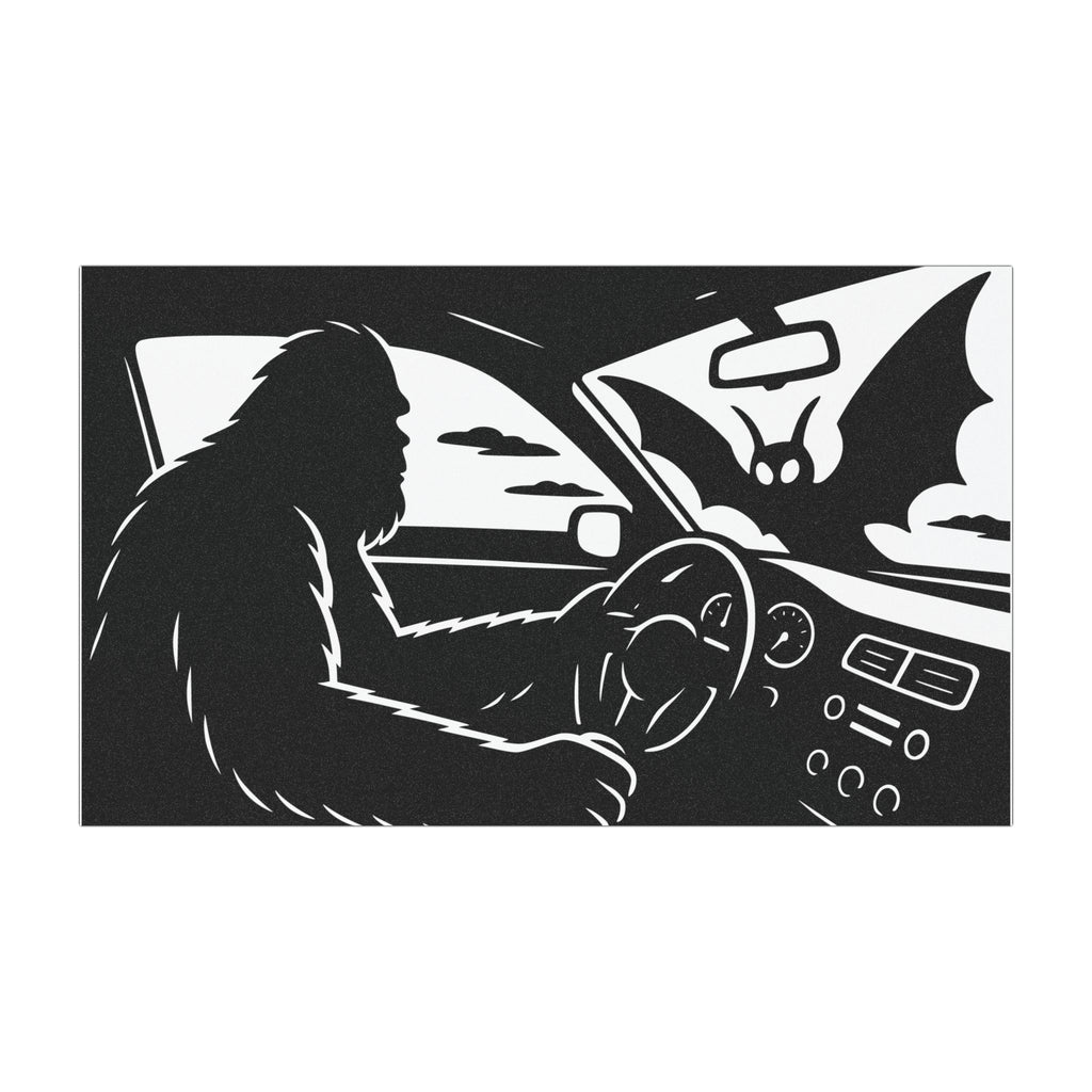 Bigfoot Mothman Driving Encounter Car Magnet, Sasquatch Mothman Decor for Vehicles, Unique Auto Accessories, Halloween Gift, Cryptid Lovers