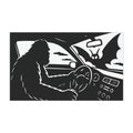 Bigfoot Mothman Driving Encounter Car Magnet, Sasquatch Mothman Decor for Vehicles, Unique Auto Accessories, Halloween Gift, Cryptid Lovers
