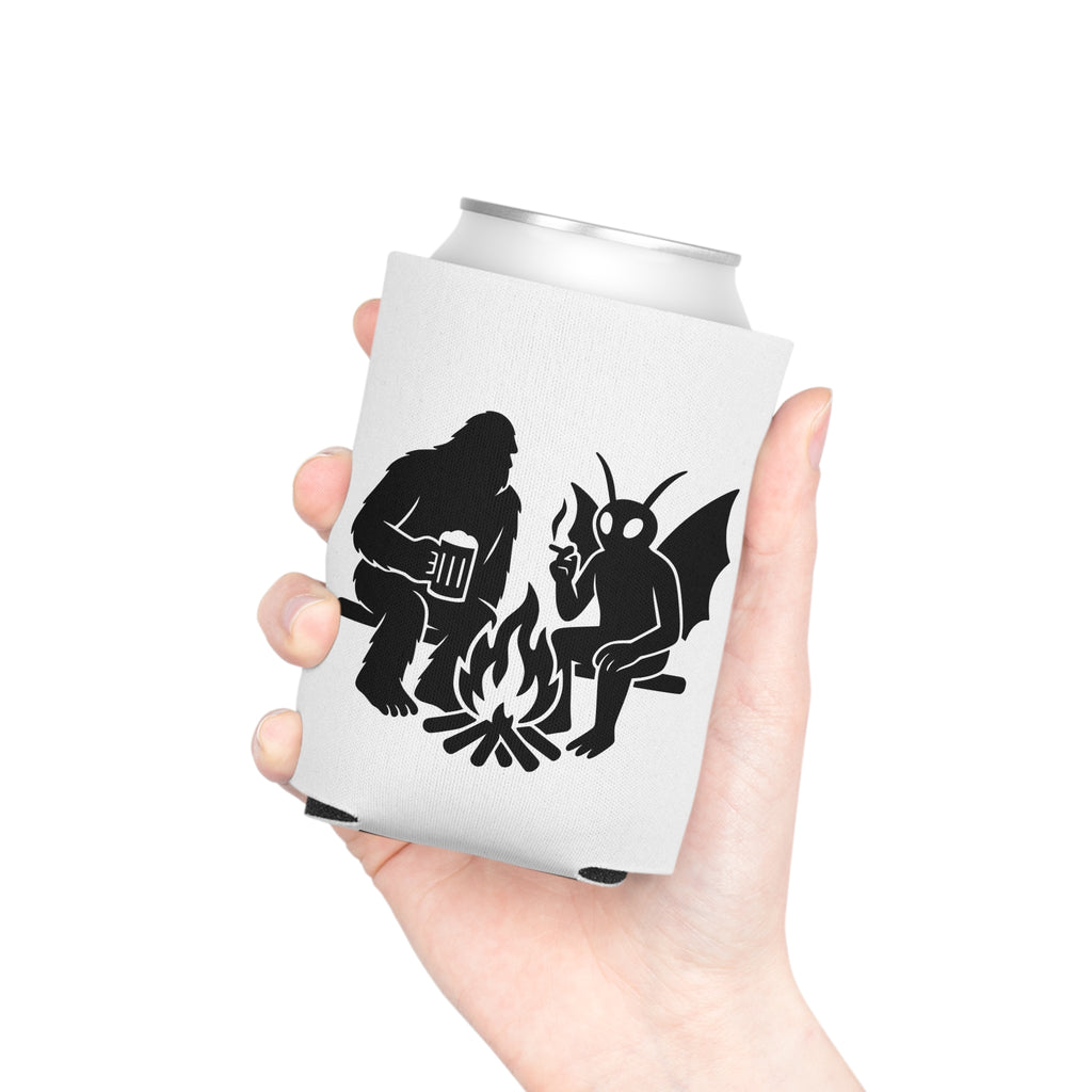 Cryptid Can Cooler - Bigfoot & Mothman Coozie - Sasquatch Beer Sleeve - Funny Cryptid Gift for Campfire or BBQ