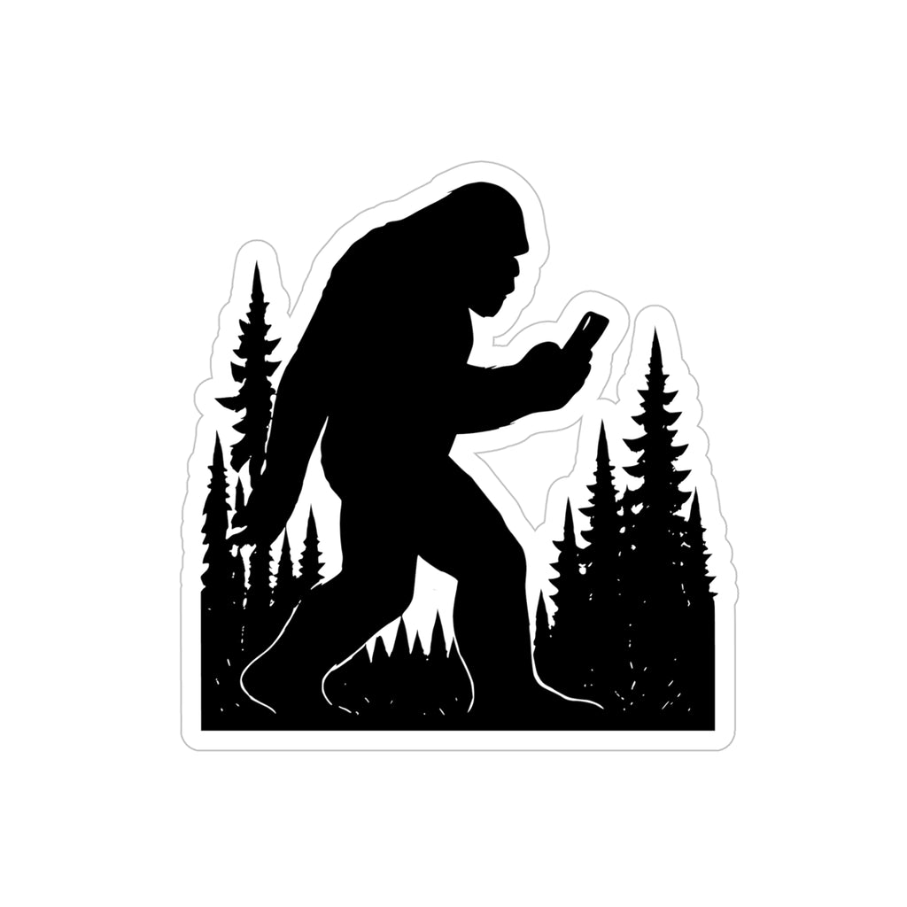Bigfoot Smart Phone Addiction - Transparent Outdoor Sticker - Perfect for Cars, Laptops, Water Bottles, Nature Lovers, Adventure Decor