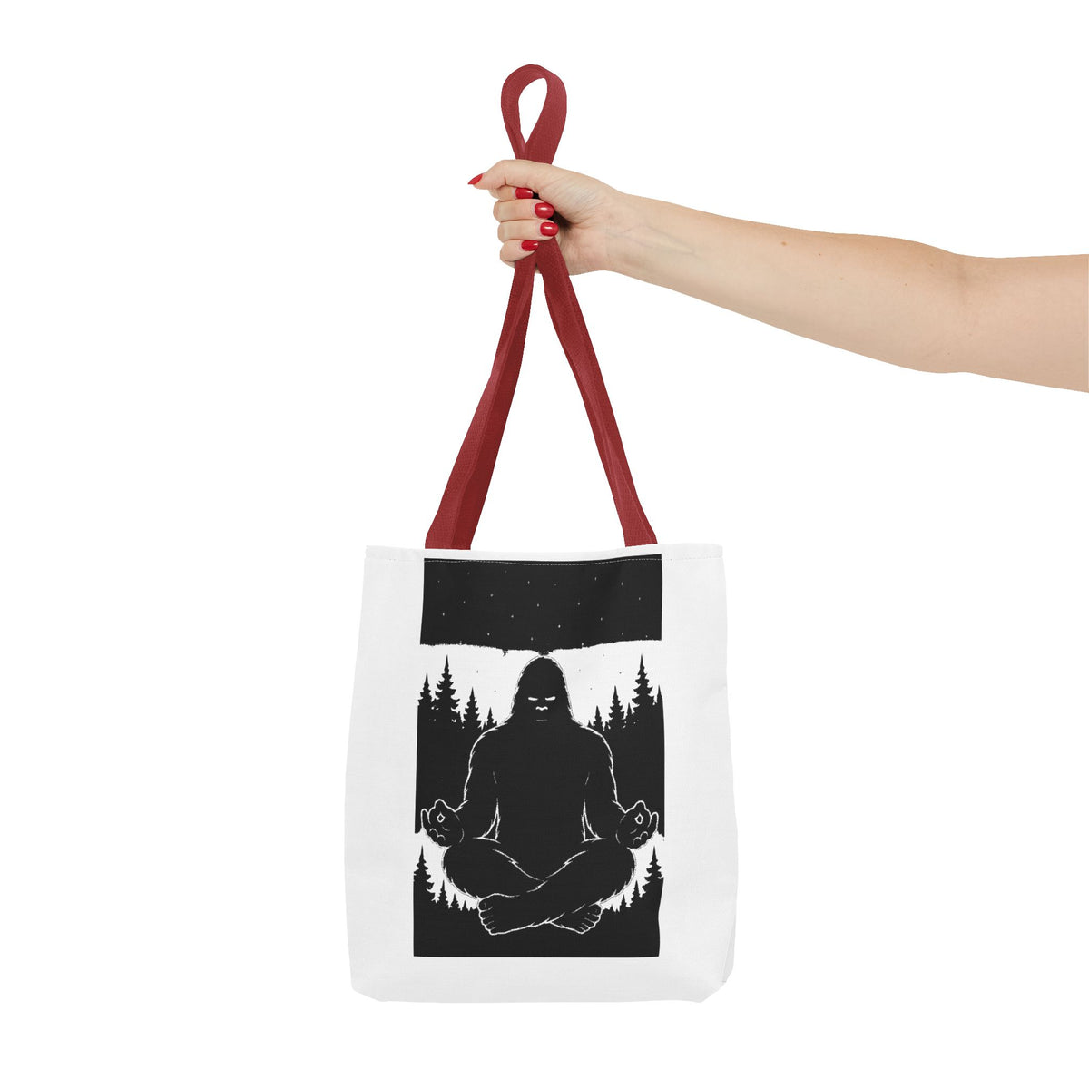 Mystical Sasquatch Tote Bag, Outdoor Adventure, Eco-Friendly Sac, Gift for Nature Lovers, Yoga Enthusiasts, Unique Design