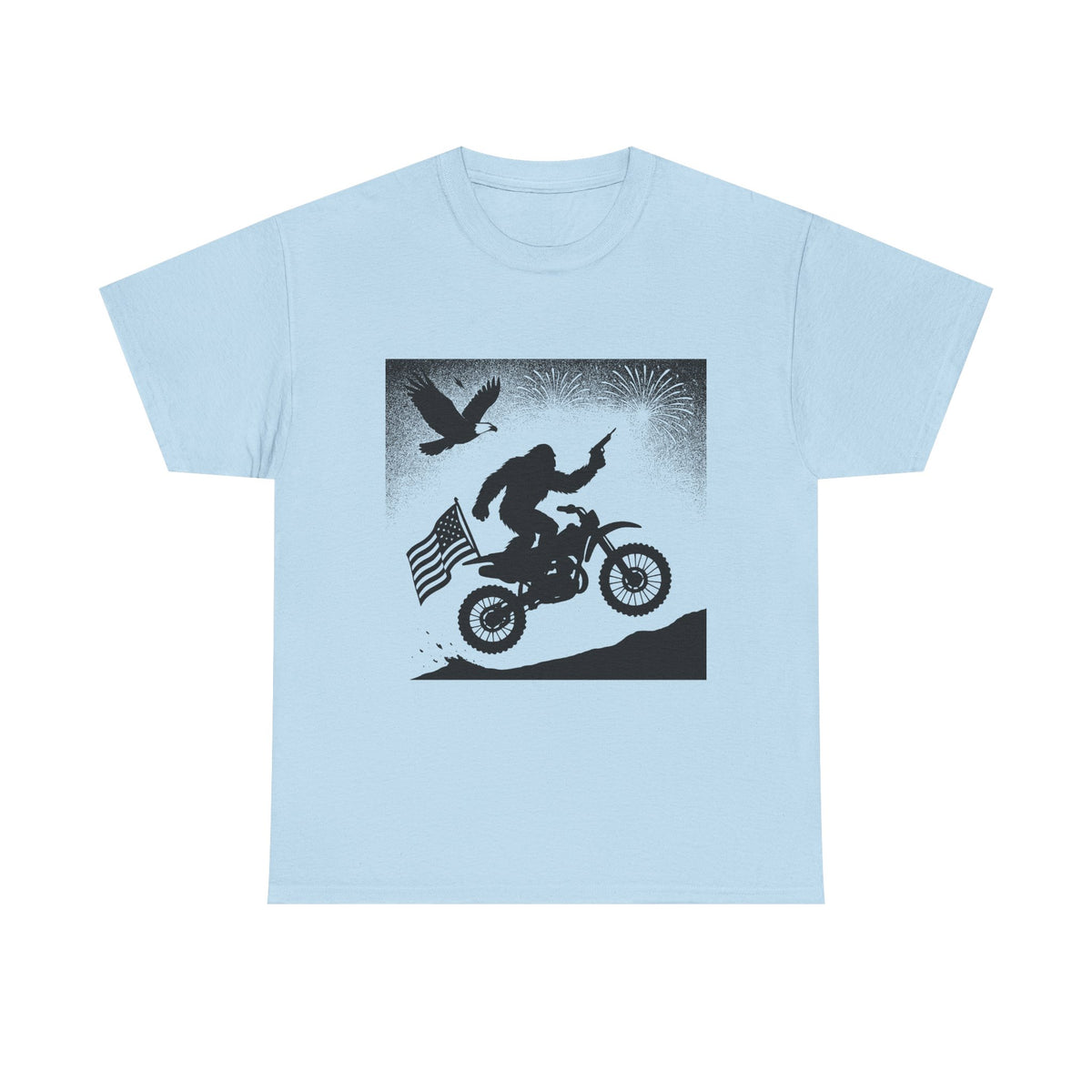 American Sasquatch Unisex Heavy Cotton Tee | Motorcycle Tee, Patriotic Clothing