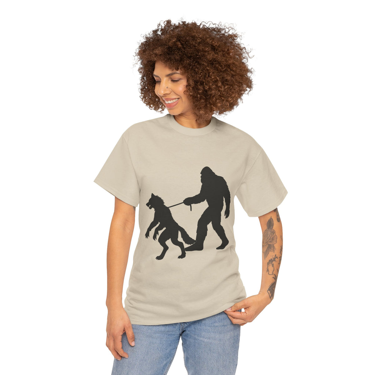 Bigfoot Walking Dogman Unisex Tee,  Sasquatch Fan Apparel