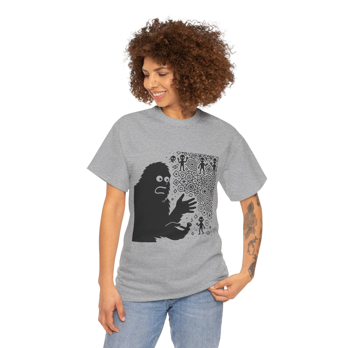 Bigfoot Spirit Molecule Unisex Heavy Cotton Tee, Gift for Nature Lovers, Unique Graphic Tee