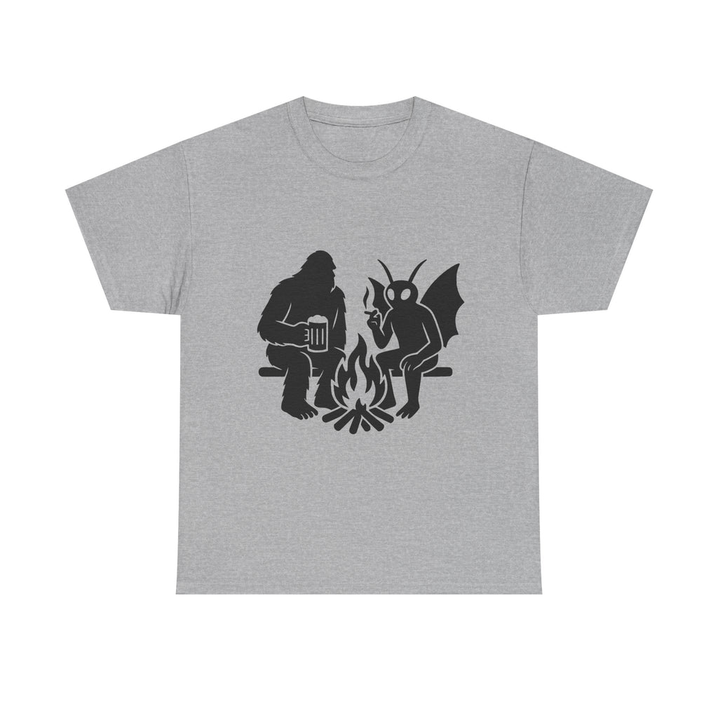 Sasquatch Mothman Campfire Tee - Perfect for Cryptid Enthusiasts