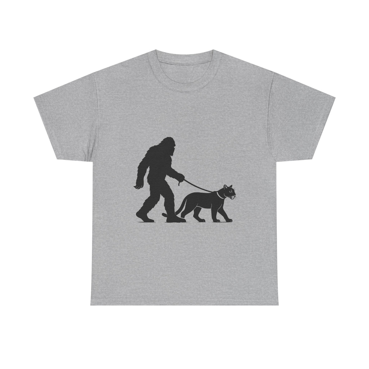 Bigfoot Walking Cougar, Outdoor Lover Gift, Funny Sasquatch Shirt, Nature Lover Apparel, Unique Graphic Tee