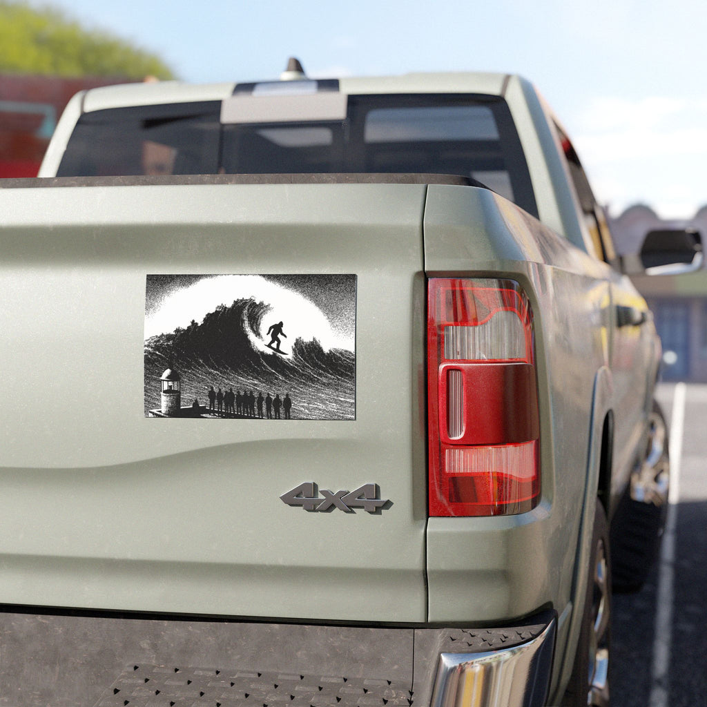 Nazaré Sasquatch Big Wave Surf Adventure Car Magnets | Surf Decor, Gift for Surfers, Outdoor Enthusiast, Summer Car Decor