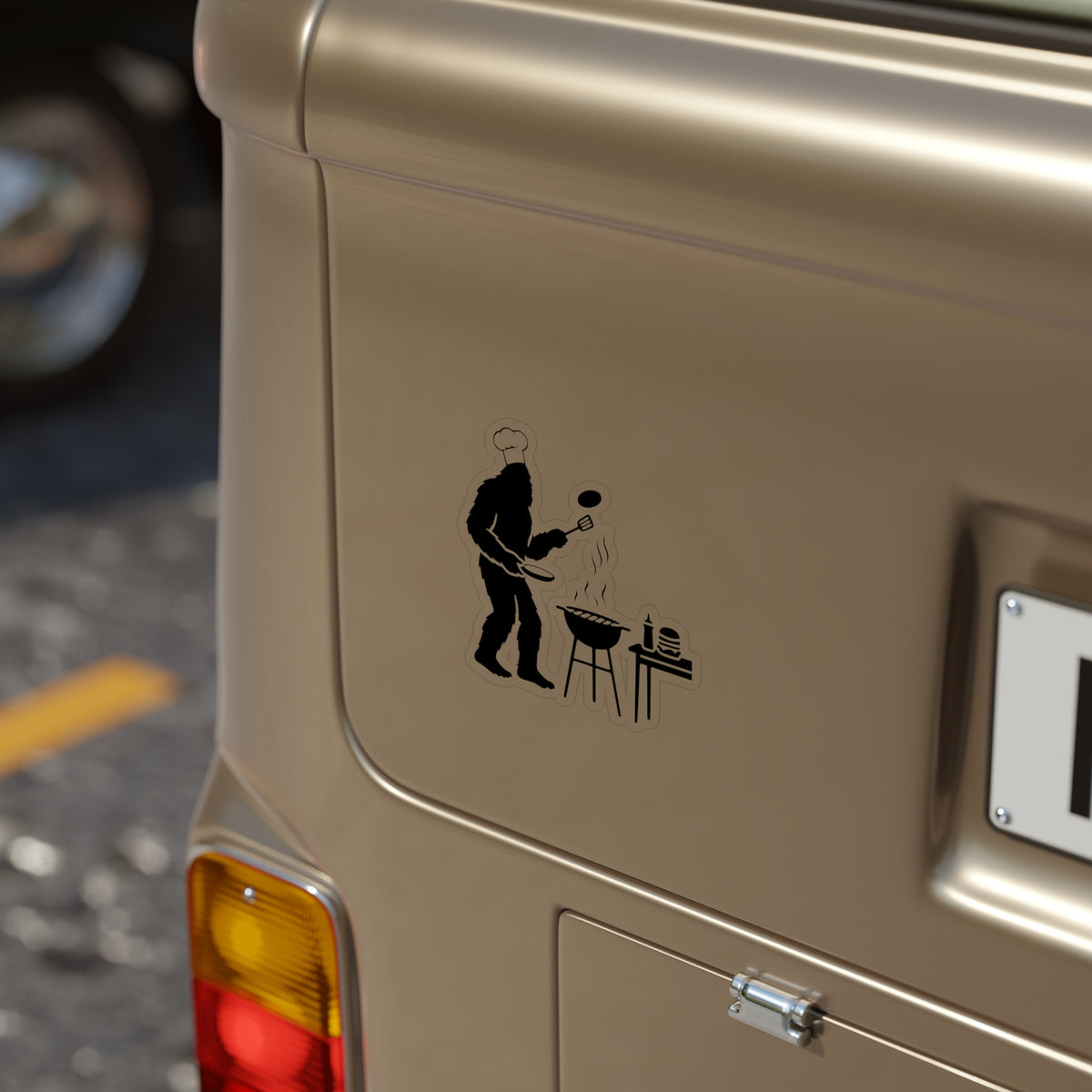 Bigfoot's Famous Burgers - Stickers, Funny Outdoor Vinyl Decals for Camps, Grilling Lovers, Car Accessories