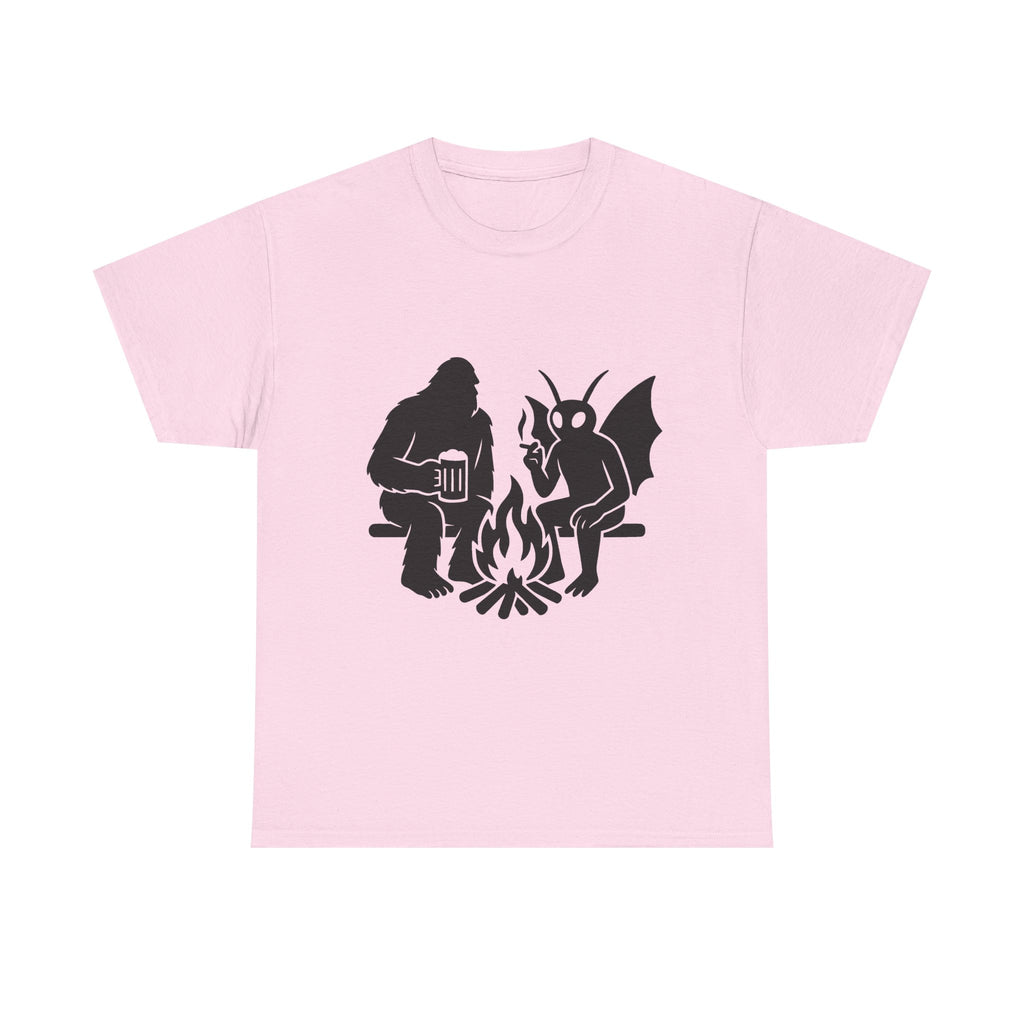 Sasquatch Mothman Campfire Tee - Perfect for Cryptid Enthusiasts