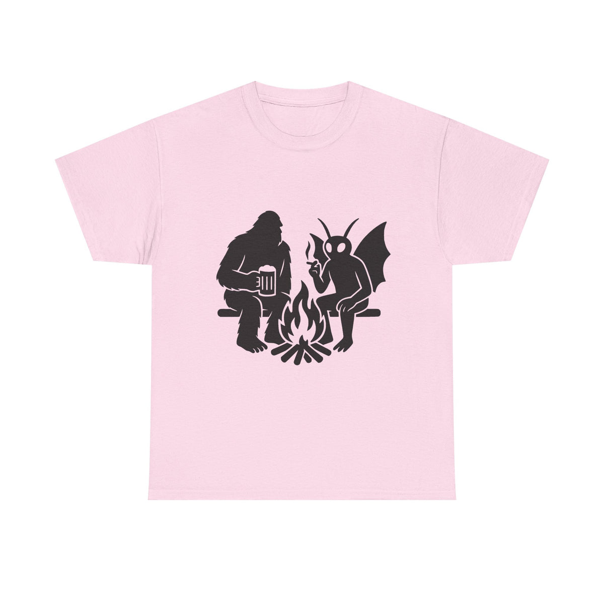 Sasquatch Mothman Campfire Tee - Perfect for Cryptid Enthusiasts